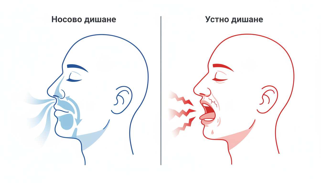 Носово дишане срещу устно дишане - илюстрация
